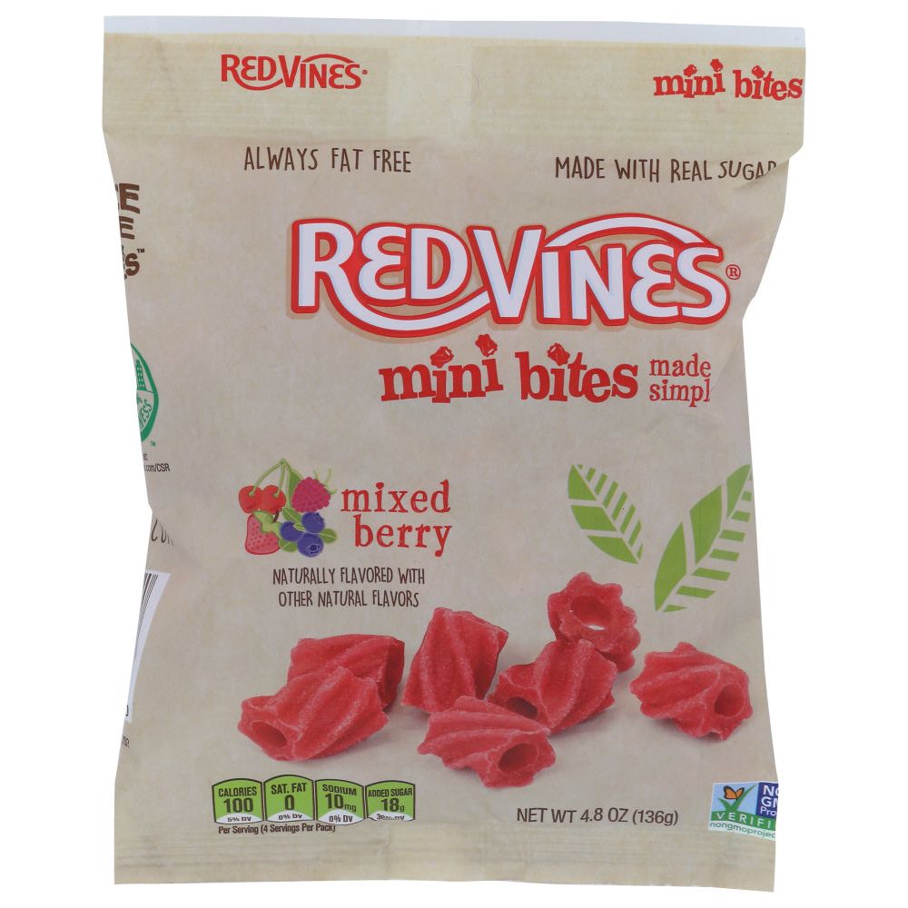 RED VINES: Mini Bites Made Simple Mixed Berry Bag, 4.8 oz