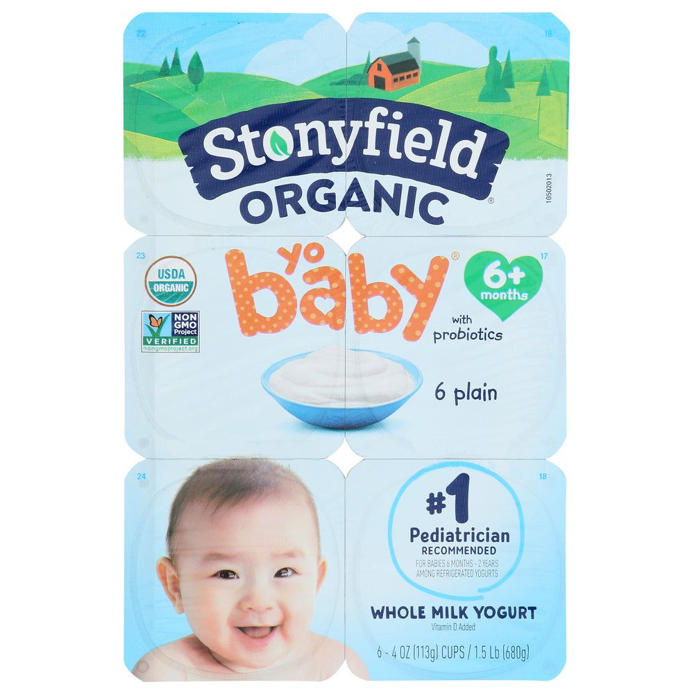 STONYFIELD: Organic YoBaby Plain Yogurt 6 Pack (4 oz each), 24 oz