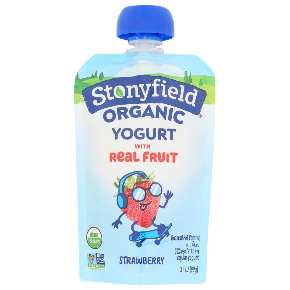 STONYFIELD: YoKids Squeeze Organic Lowfat Yogurt Strawberry, 3.7 oz