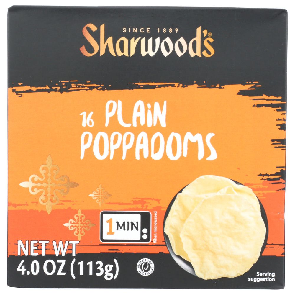 SHARWOOD'S: Puppodums Plain, 4 oz