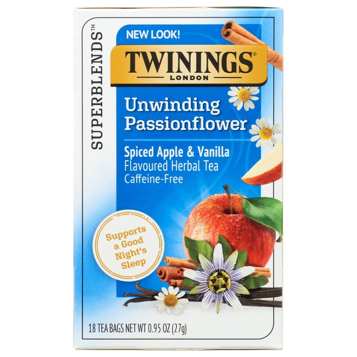 TWINING TEA: Unwind Spiced Apple & Vanilla Herbal Tea, 18 bg