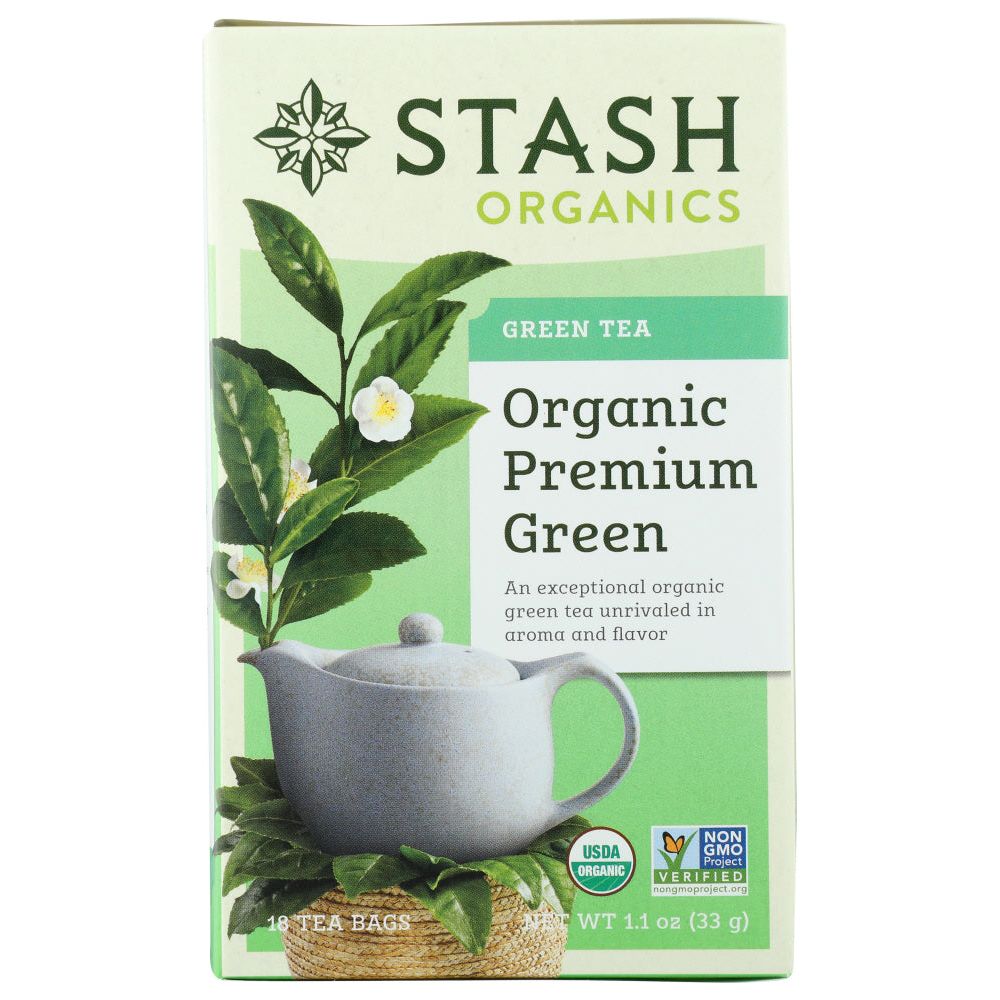 STASH TEA: Organic Premium Green Tea 18 Tea Bags, 1.1 oz