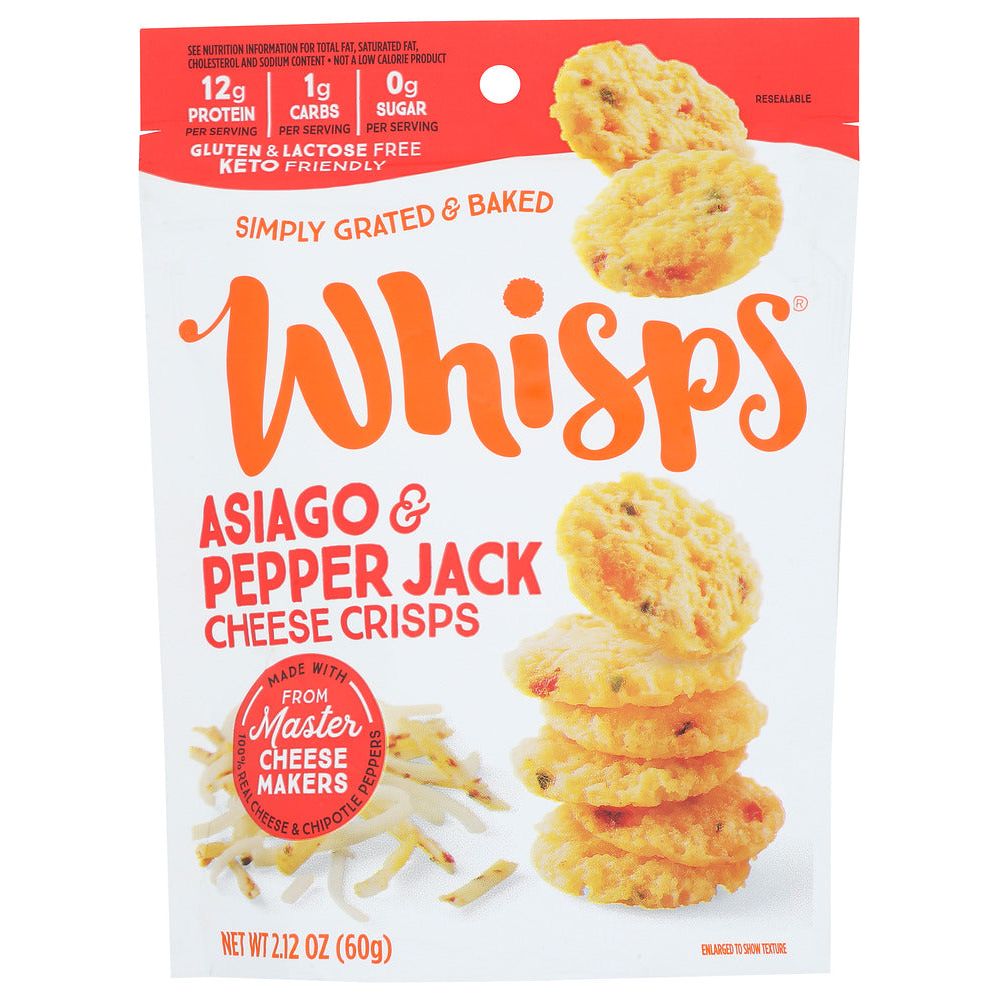 WHISPS: Cheese Crisps Asiago And Pepper Jack, 2.12 oz