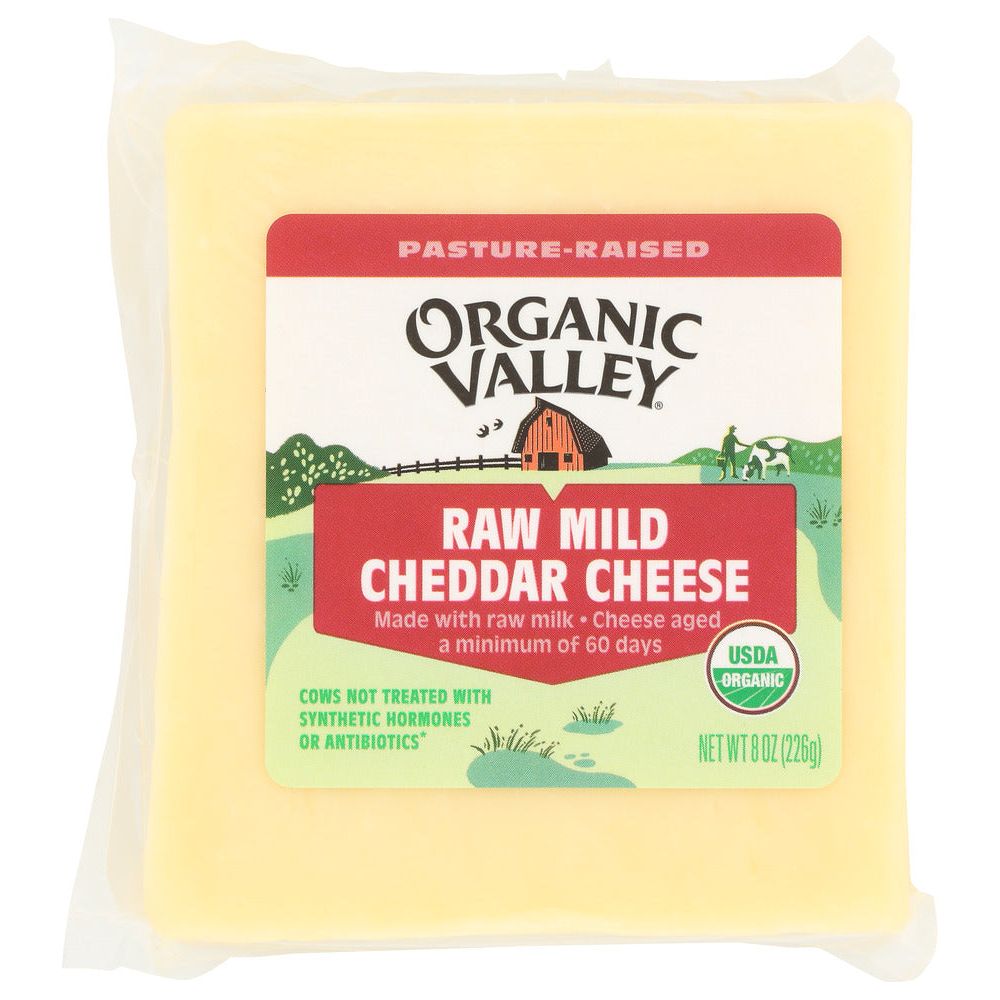 ORGANIC VALLEY: Organic Raw Mild Cheddar Cheese, 8 oz