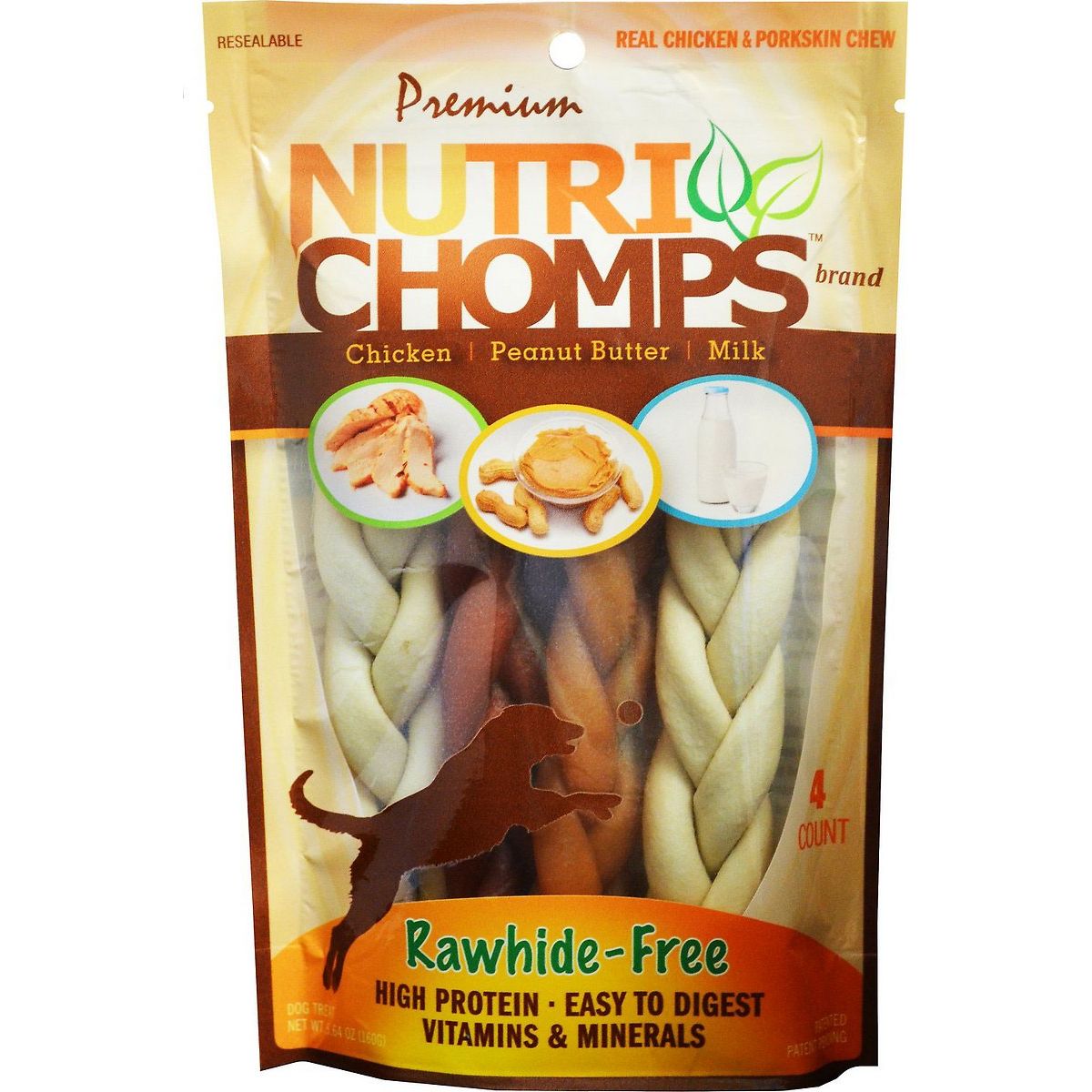 NUTRI CHOMPS: Braid Assrtd 3Vrty 6In, 4 ea