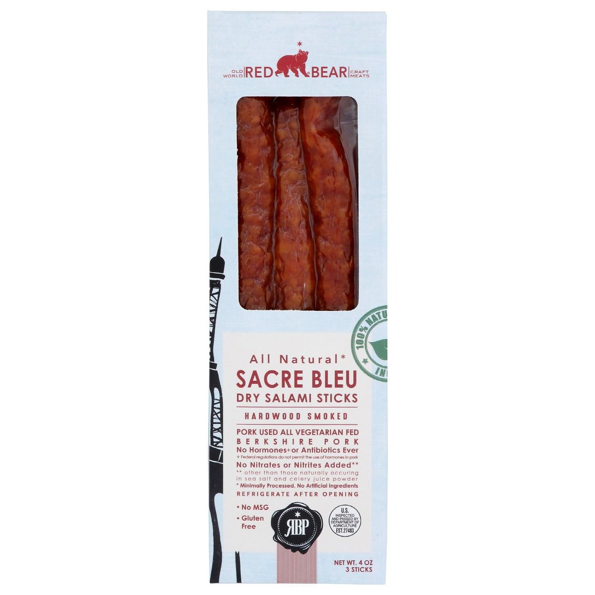 RED BEAR PROVISIONS: Salami Sticks Sacre Bleu, 4 oz