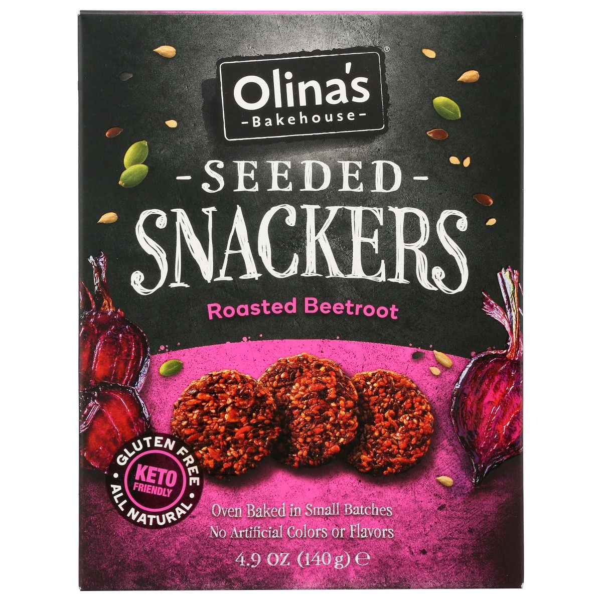 OLINAS BAKEHOUSE: Crackers Seed Roasted Beetroot, 4.9 oz