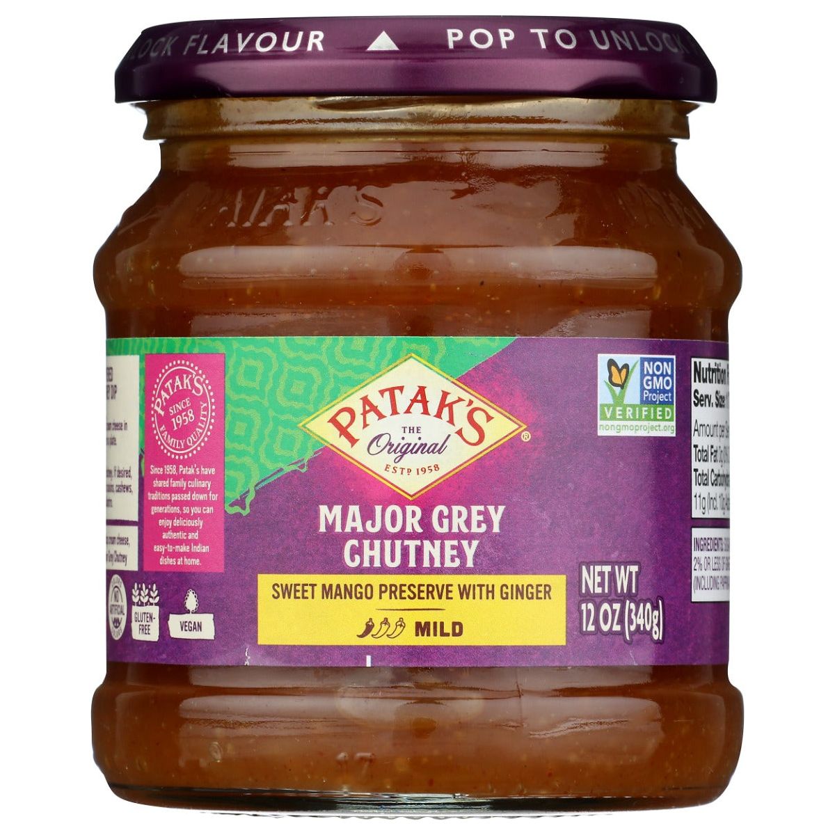 PATAK'S: Major Grey Chutney Sweet Mango Preserve with Ginger, 12 oz