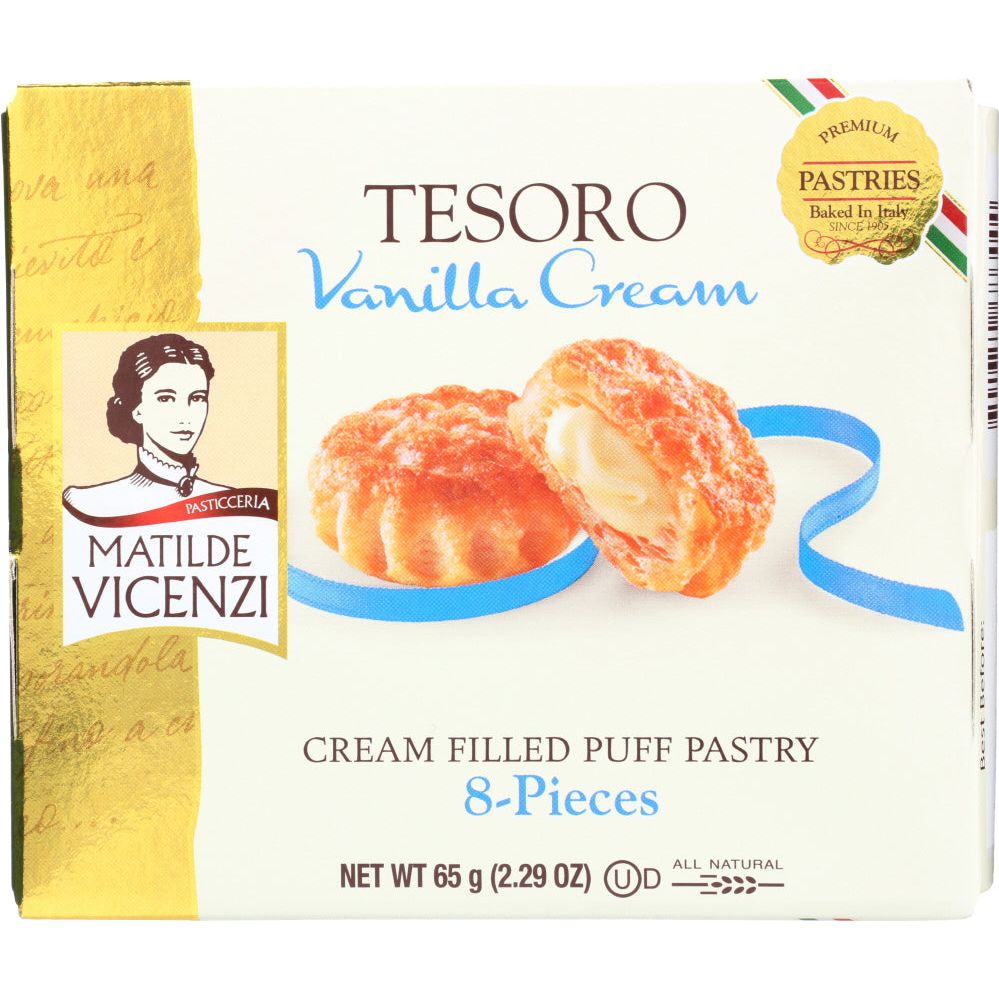 VICENZI: Tesoro Vanilla Cream Filled Puff Pastry, 2.29 oz