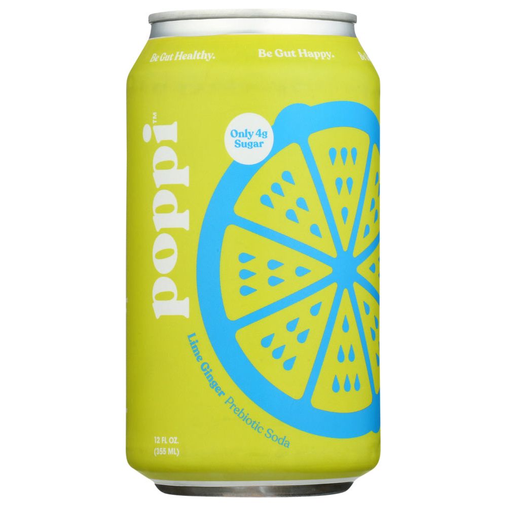 POPPI: Ginger Lime Prebiotic Soda, 12 fo
