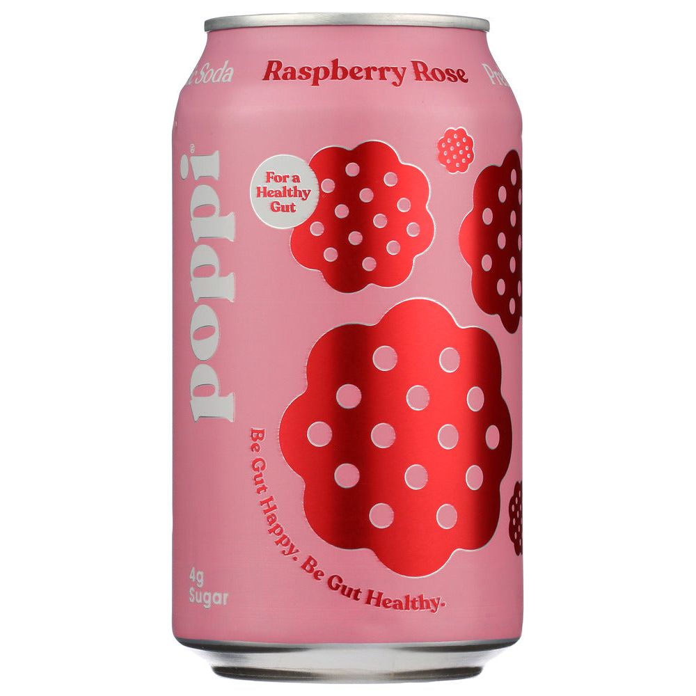 POPPI: Raspberry Rose Prebiotic Soda, 12 fo