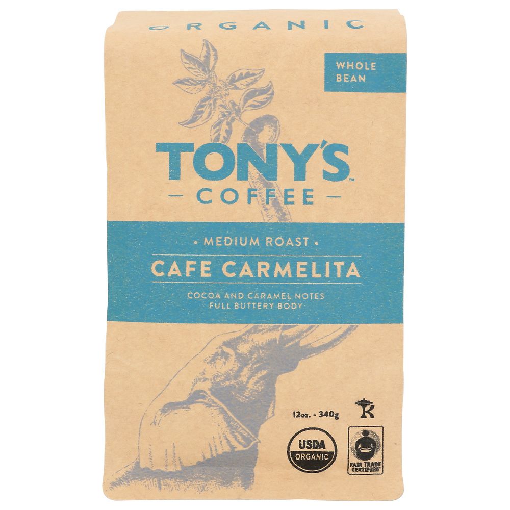 TONYS COFFEE: Cafe Carmelita Medium Roast Whole Bean Coffee, 12 oz