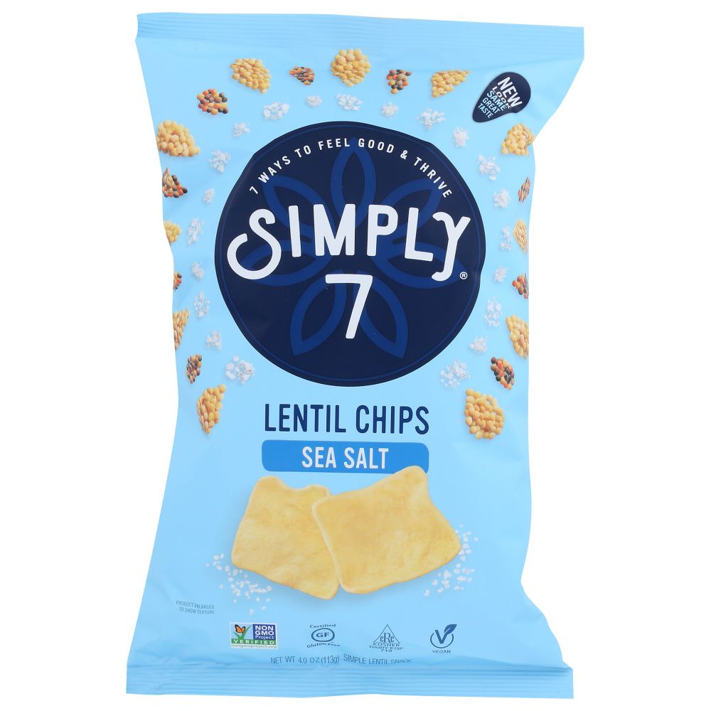SIMPLY 7: Lentil Chips Sea Salt Just A Pinch, 4 oz
