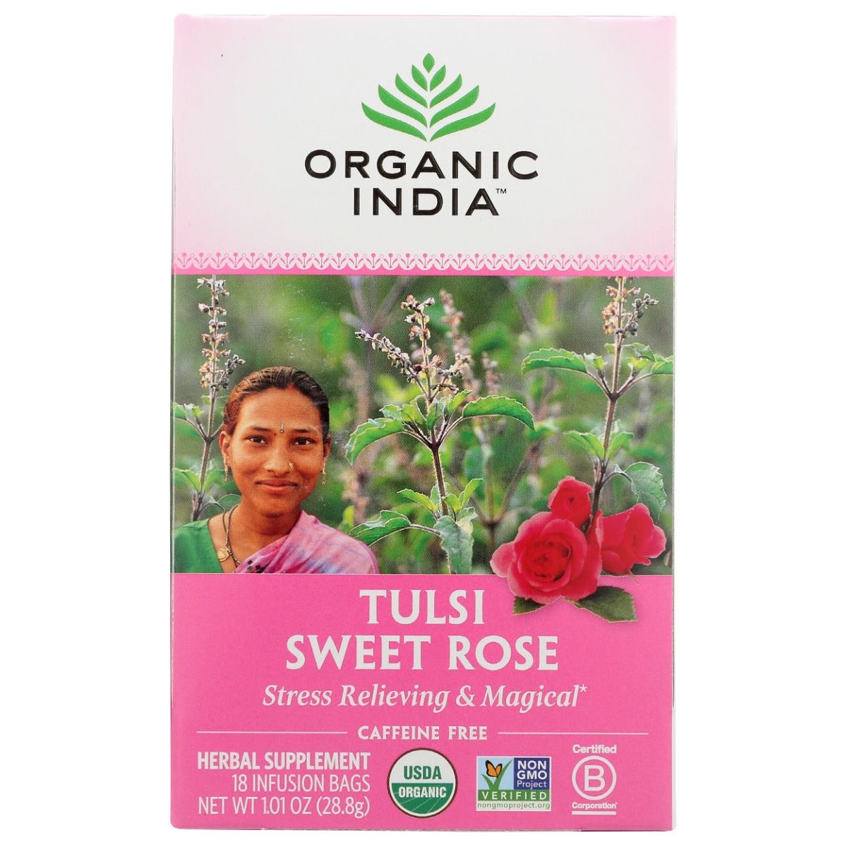 ORGANIC INDIA: Tea Tulsi Sweet Rose, 18 bg