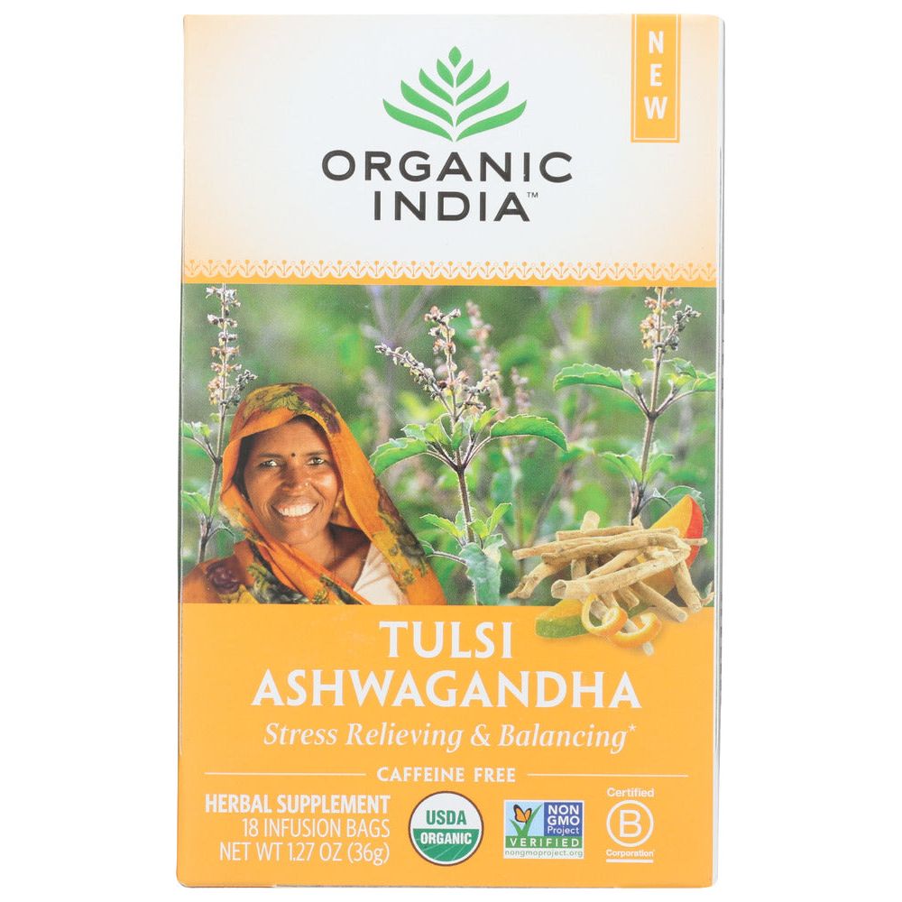 ORGANIC INDIA: Tulsi Ashwagandha Tea, 18 bg