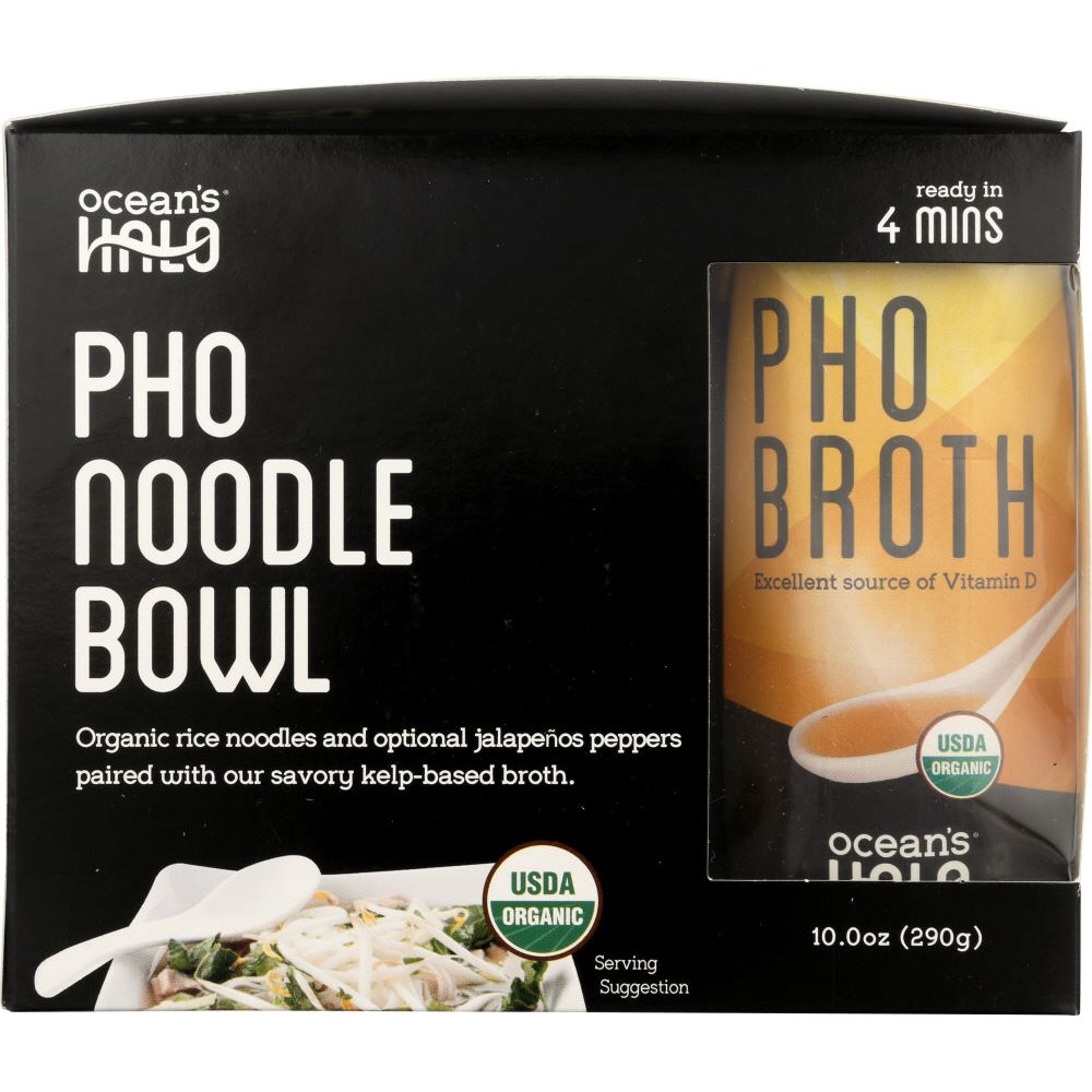 OCEANS HALO: Organic and Vegan Gluten Free Instant Pho Noodle Bowl, 10 oz