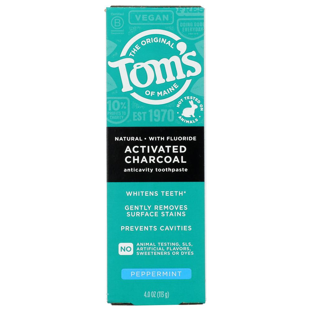 TOMS OF MAINE: Activated Charcoal Toothpaste Peppermint, 4 oz