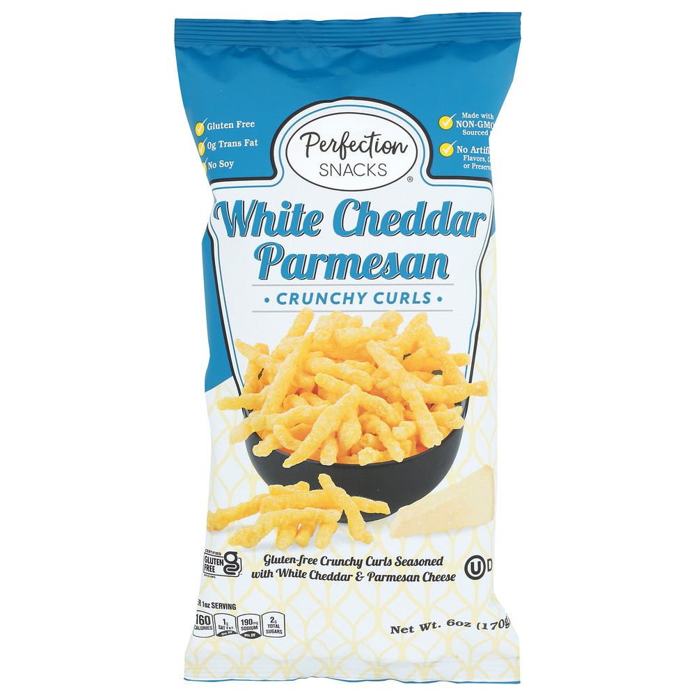 PERFECTION SNACKS: White Cheddar Parmesan Crunchy Curls, 6 oz