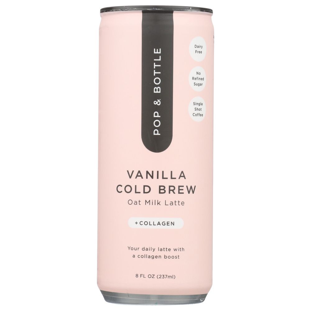 POP AND BOTTLE: Vanilla Cold Brew Oat Milk Latte, 8 oz