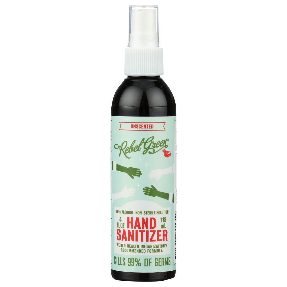 REBEL GREEN: Sanitizer Hand Unscented, 4 oz