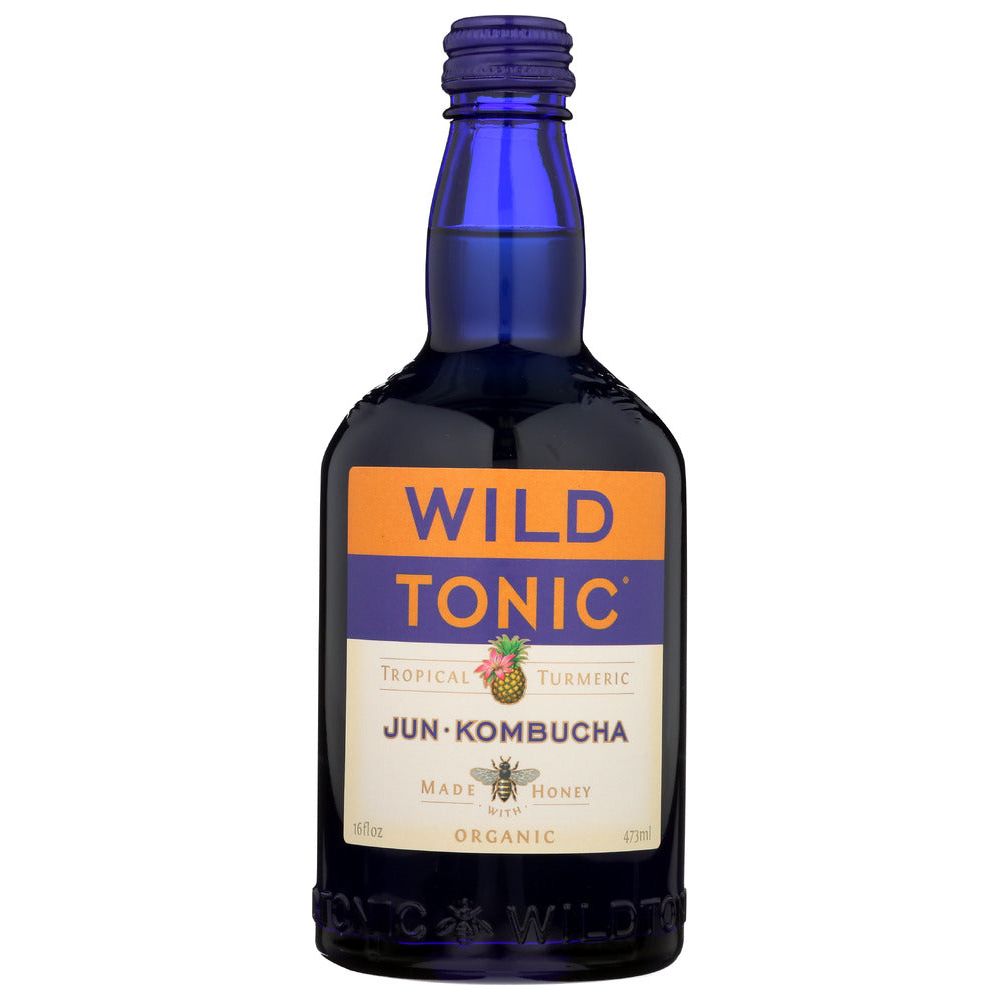 WILD TONIC: Organic Jun-Kombucha Tropical Turmeric, 16 oz