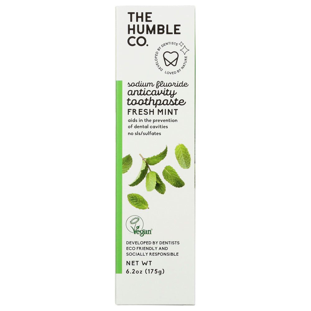 THE HUMBLE CO: Fresh Mint Sodium Fluoride Anticavity Toothpaste, 6.2 oz