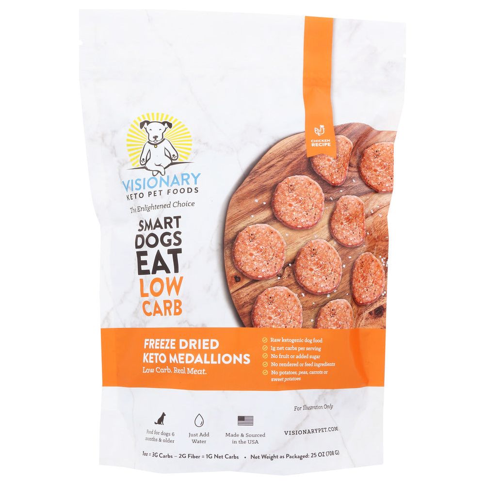 VISIONARY PET FOODS: Freeze Dried Chicken Keto Medallions, 25 oz