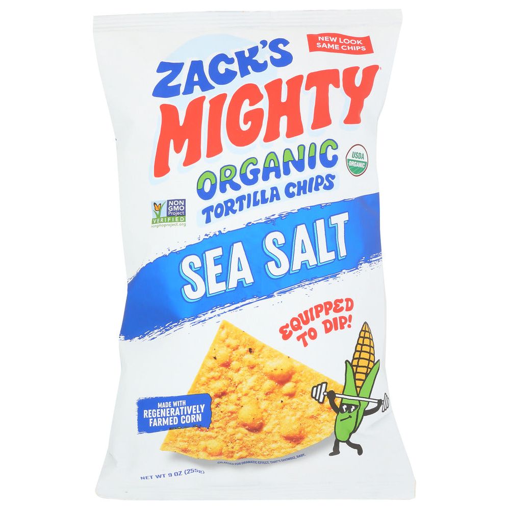 ZACKS MIGHTY: Organic Tortilla Chips Sea Salt, 9 oz
