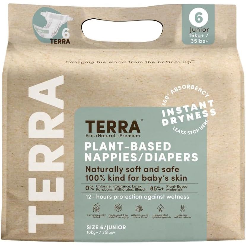 TERRA: Plant-Based Diapers Junior Size 6, 12 ea