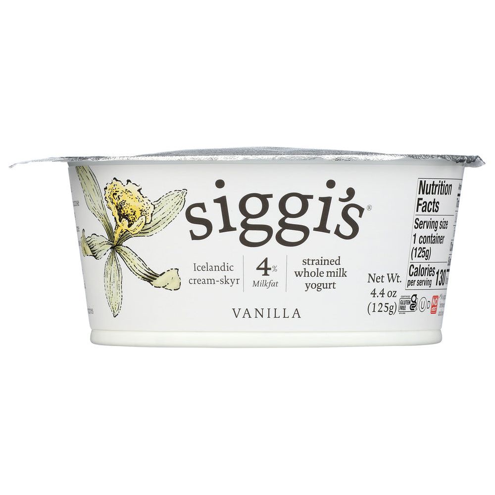 SIGGI'S: 4% Strained Whole Milk Yogurt Vanilla, 4.4 oz