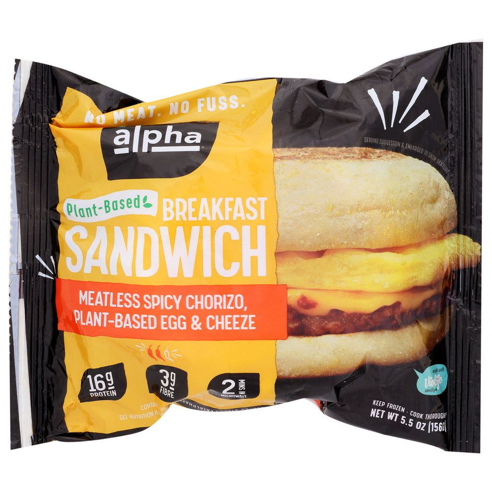 ALPHA FOODS: Meatless Spicy Chorizo Breakfast Sandwich, 5.5 oz - #tag1# - #tag2#