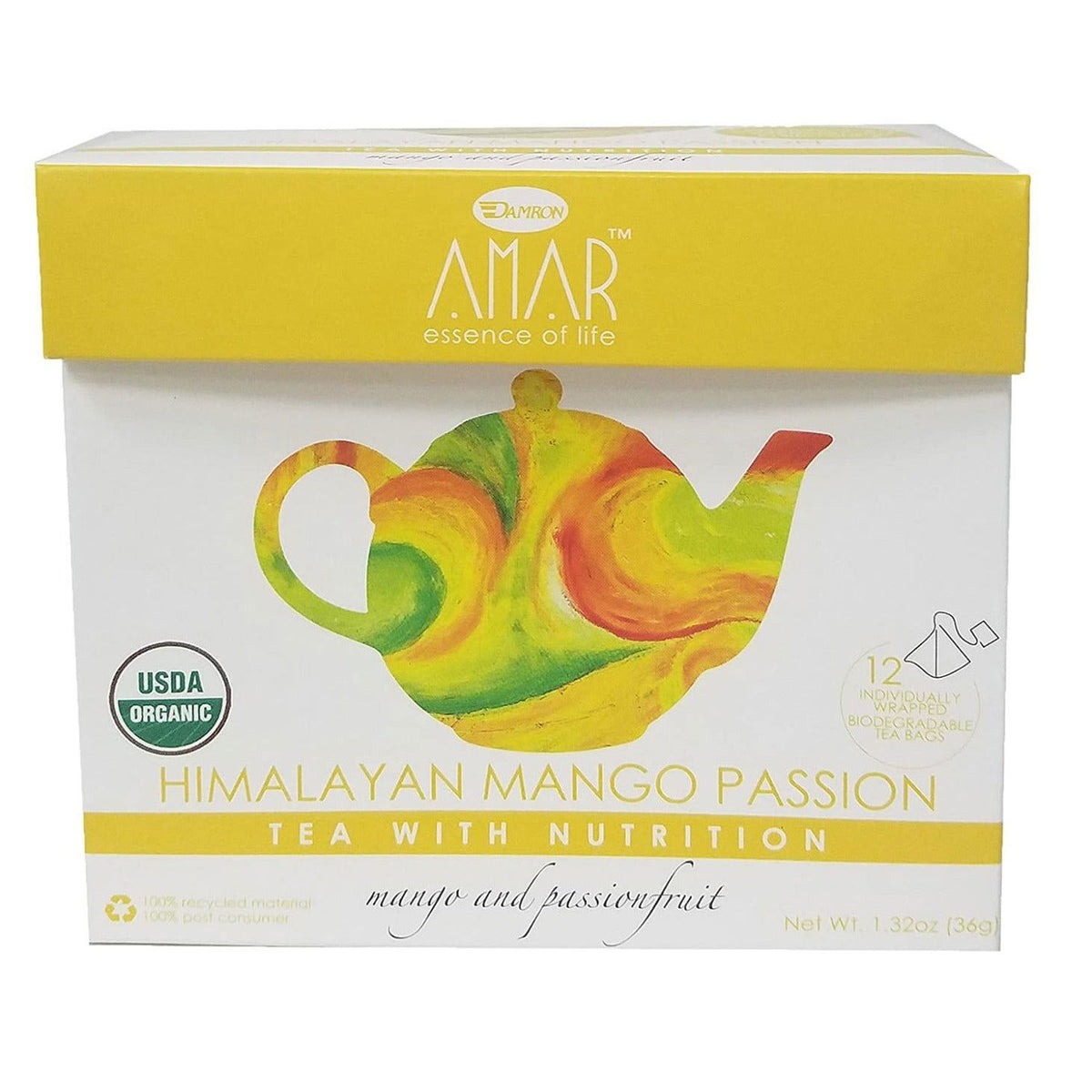 AMAR ESSENCE OF LIFE TEA WITH NUTRITION: Tea Green Mango, 1.32 oz - #tag1# - #tag2#