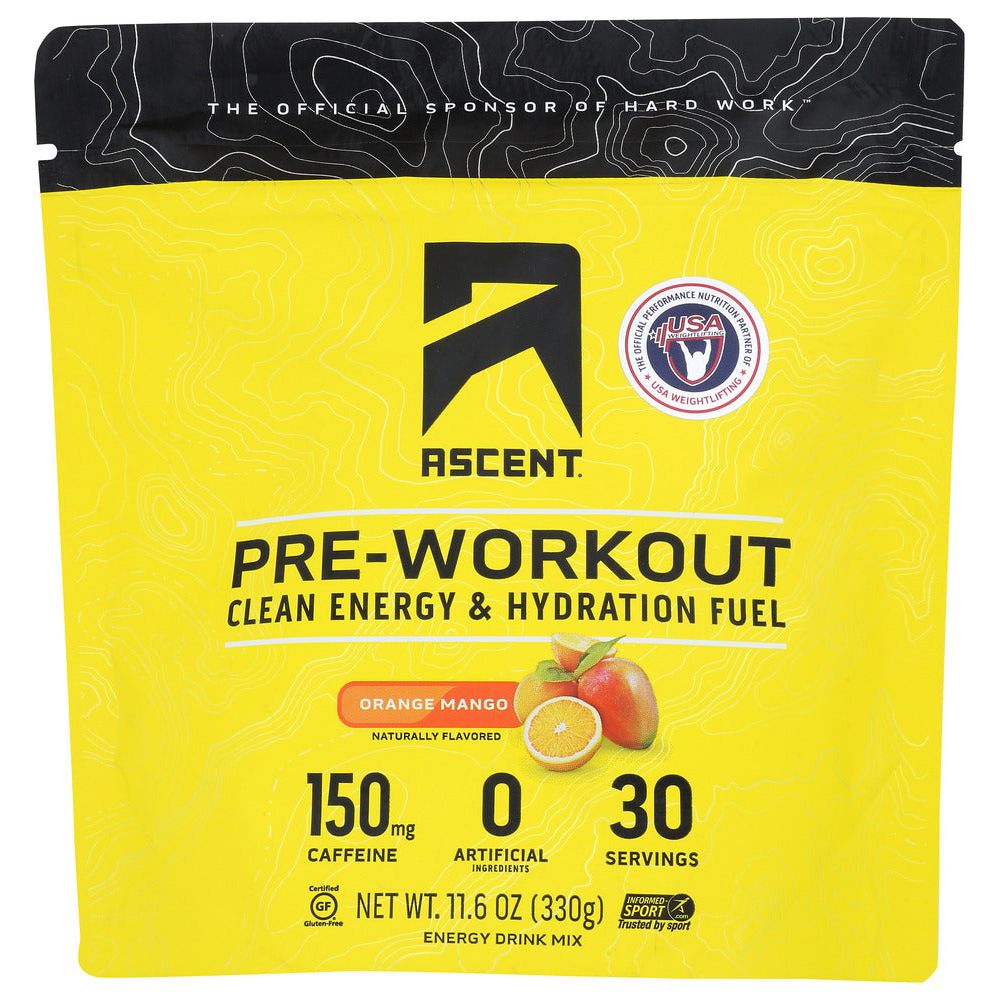ASCENT: Preworkout Orange Mango, 11.6 oz - #tag1# - #tag2#