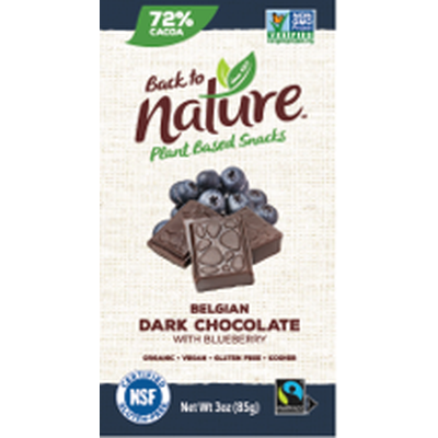 BACK TO NATURE: Dark Belgian Chocolate Bar With Blueberry, 3 oz - #tag1# - #tag2#