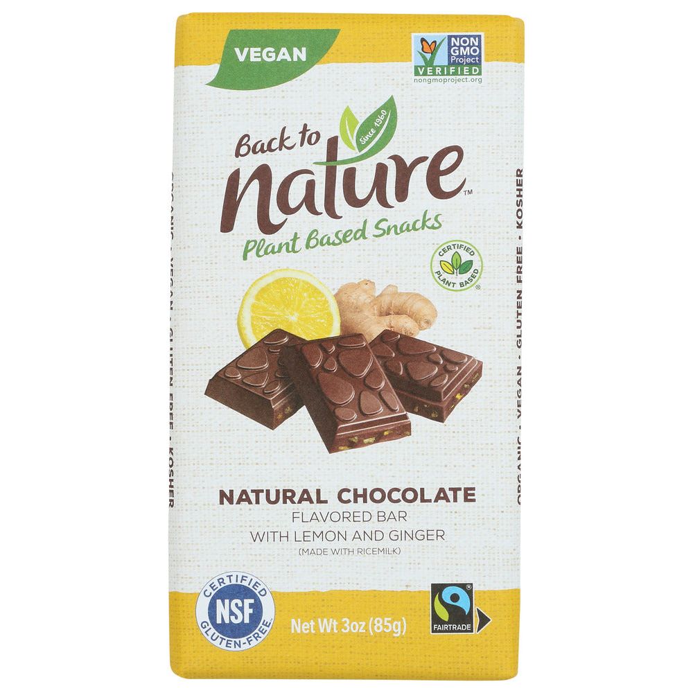 BACK TO NATURE: Natural Chocolate Bar Flavored With Lemon and Ginger, 3 oz - #tag1# - #tag2#