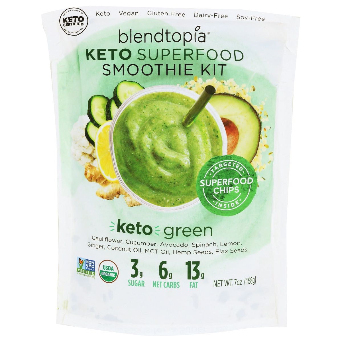 BLENDTOPIA: Keto Green Smoothie Kit, 7 oz - #tag1# - #tag2#