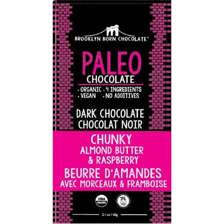 BROOKLYN BORN CHOCOLATE: Paleo Dark Chocolate Almond Butter and Raspberry, 2.1 oz - #tag1# - #tag2#