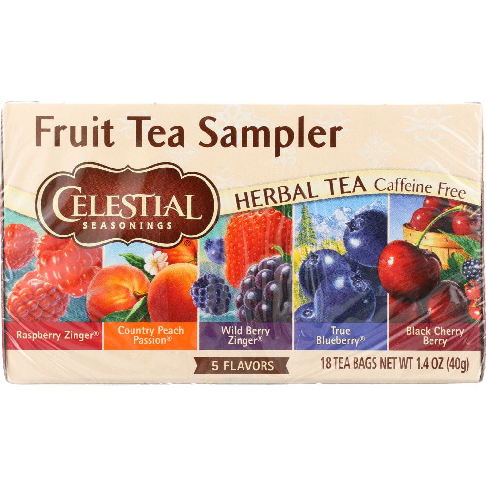 CELESTIAL SEASONINGS: Fruit Tea Sampler Herbal Tea Caffeine Free 18 Tea Bags, 1.4 oz - #tag1# - #tag2#