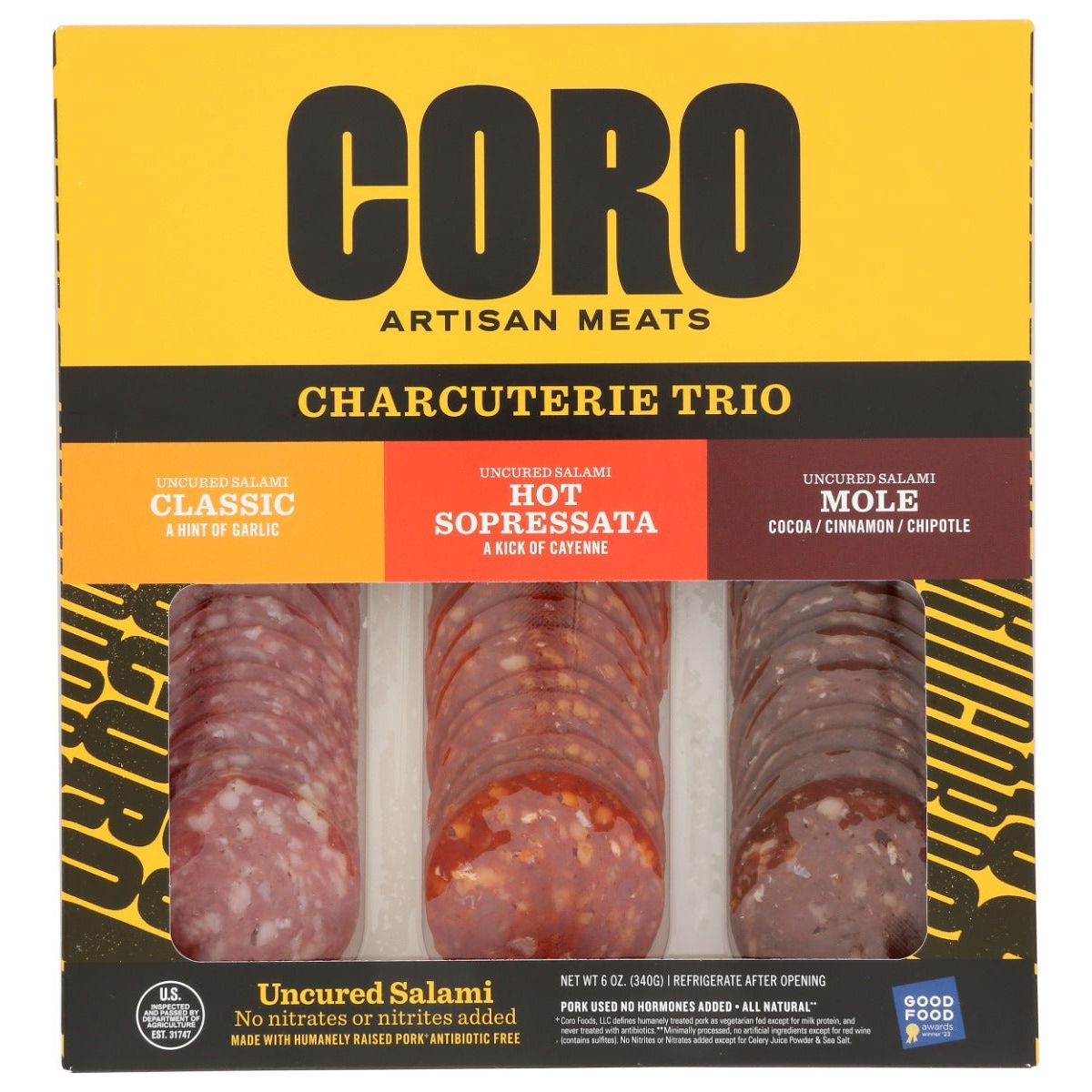CORO FOODS: Charcuterie Trio Sampler Uncured Salami, 6 oz - #tag1# - #tag2#