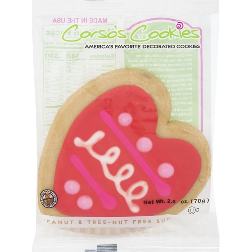 CORSOS COOKIES: Red Heart Decorated Cookie, 2.5 oz - #tag1# - #tag2#