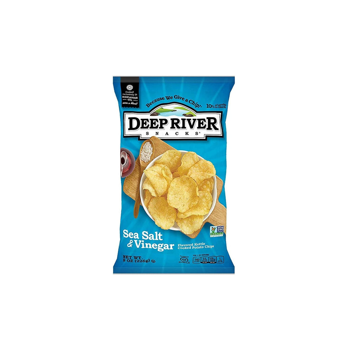 DEEP RIVER: Sea Salt And Vinegar Kettle Cooked Potato Chips, 8 oz - #tag1# - #tag2#