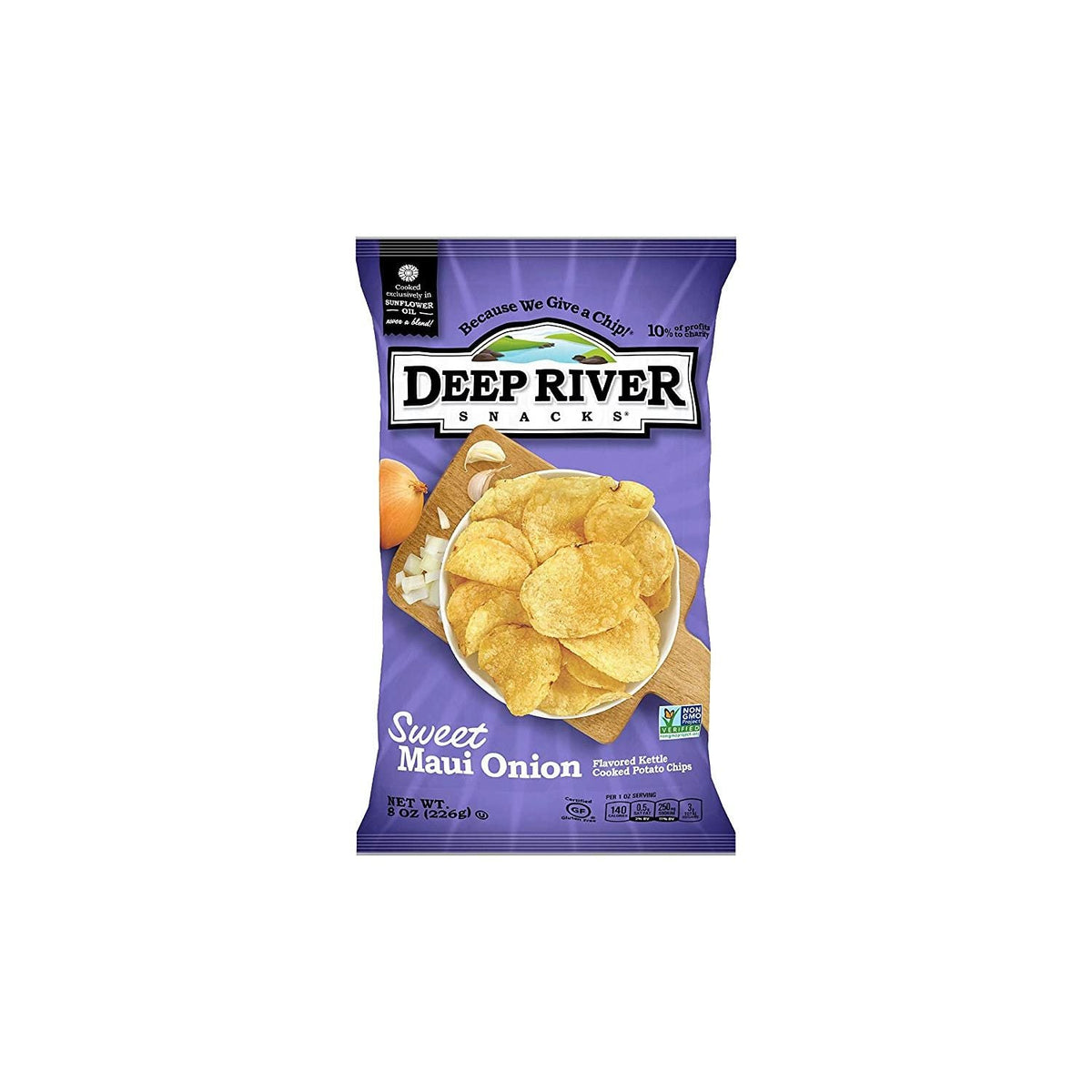 DEEP RIVER: Sweet Maui Onion Kettle Cooked Potato Chips, 8 oz - #tag1# - #tag2#