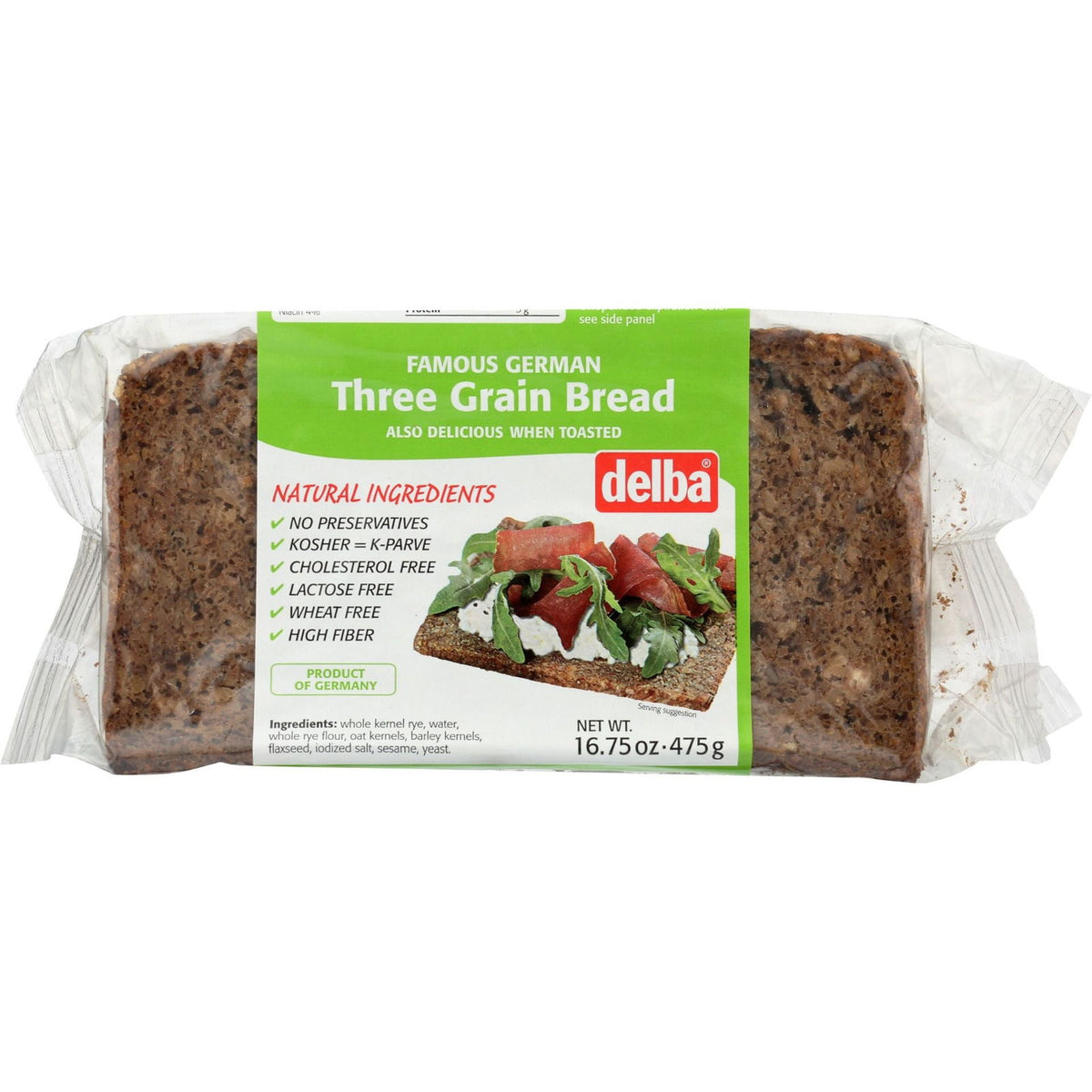 DELBA: Three Grain Bread, 16.75 oz - #tag1# - #tag2#