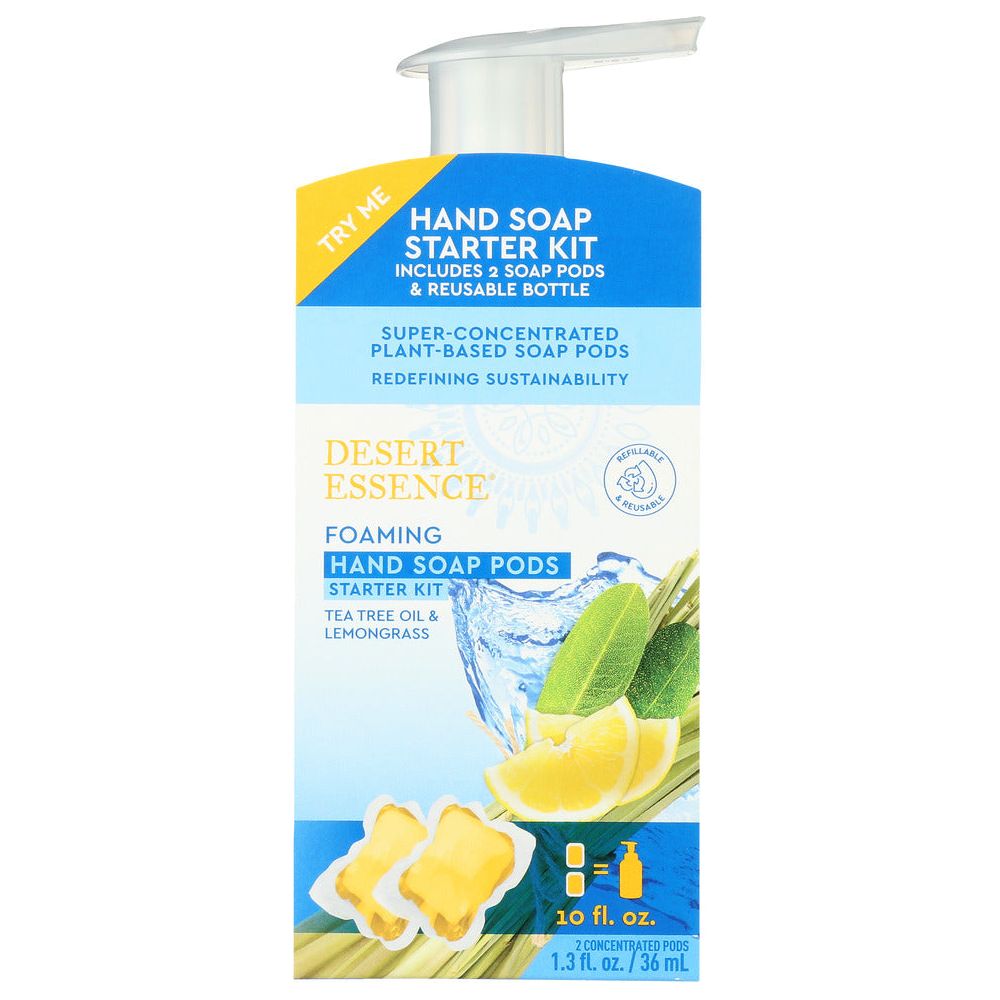 DESERT ESSENCE: Tea Tree Oil & Lemongrass Foaming Hand Soap Pod Starter Kit, 1.3 fo - #tag1# - #tag2#