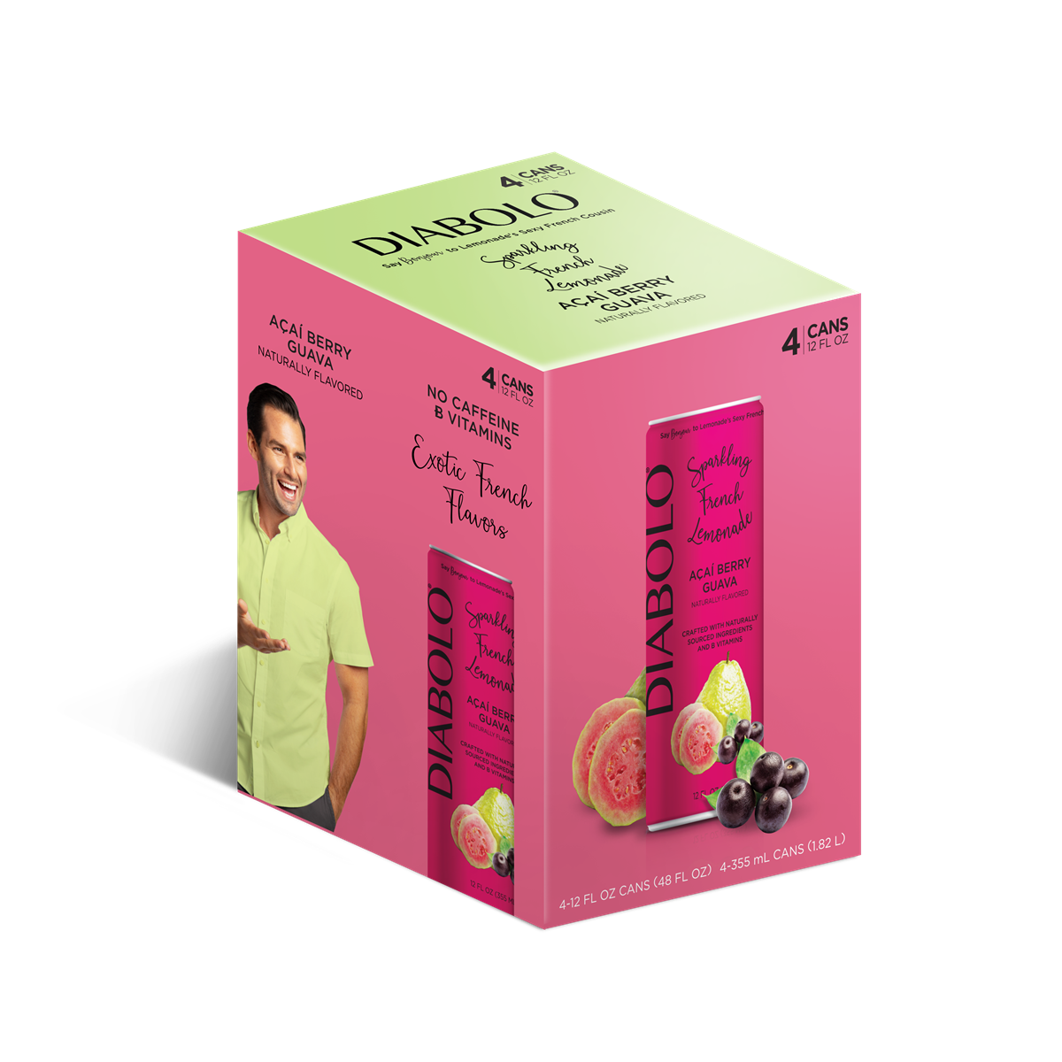 DIABOLO: Acai Berry Guava Soda 4Pack, 48 fo - #tag1# - #tag2#