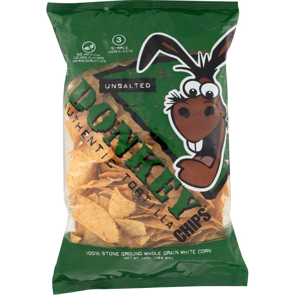 DONKEY: Authentic Tortilla Chips Unsalted, 14 oz - #tag1# - #tag2#