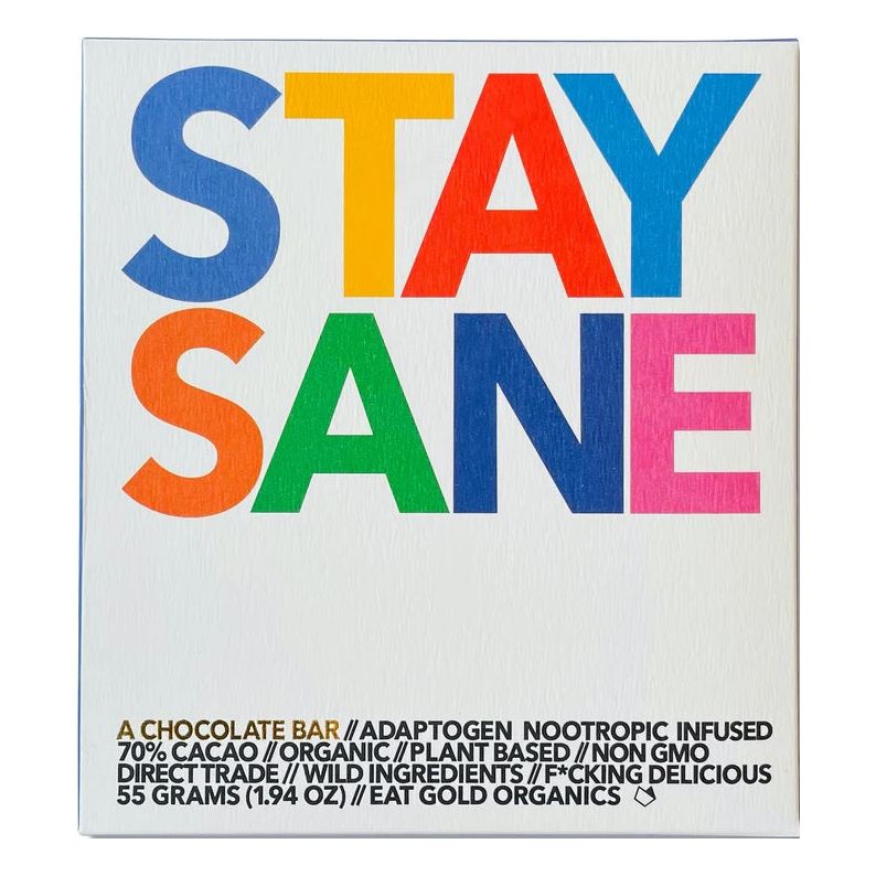 EAT GOLD ORGANICS: Stay Sane Chocolate Bar, 1.94 oz - #tag1# - #tag2#