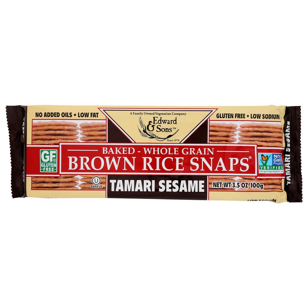 EDWARD & SONS: Brown Rice Snaps Tamari Sesame, 3.5 oz - #tag1# - #tag2#