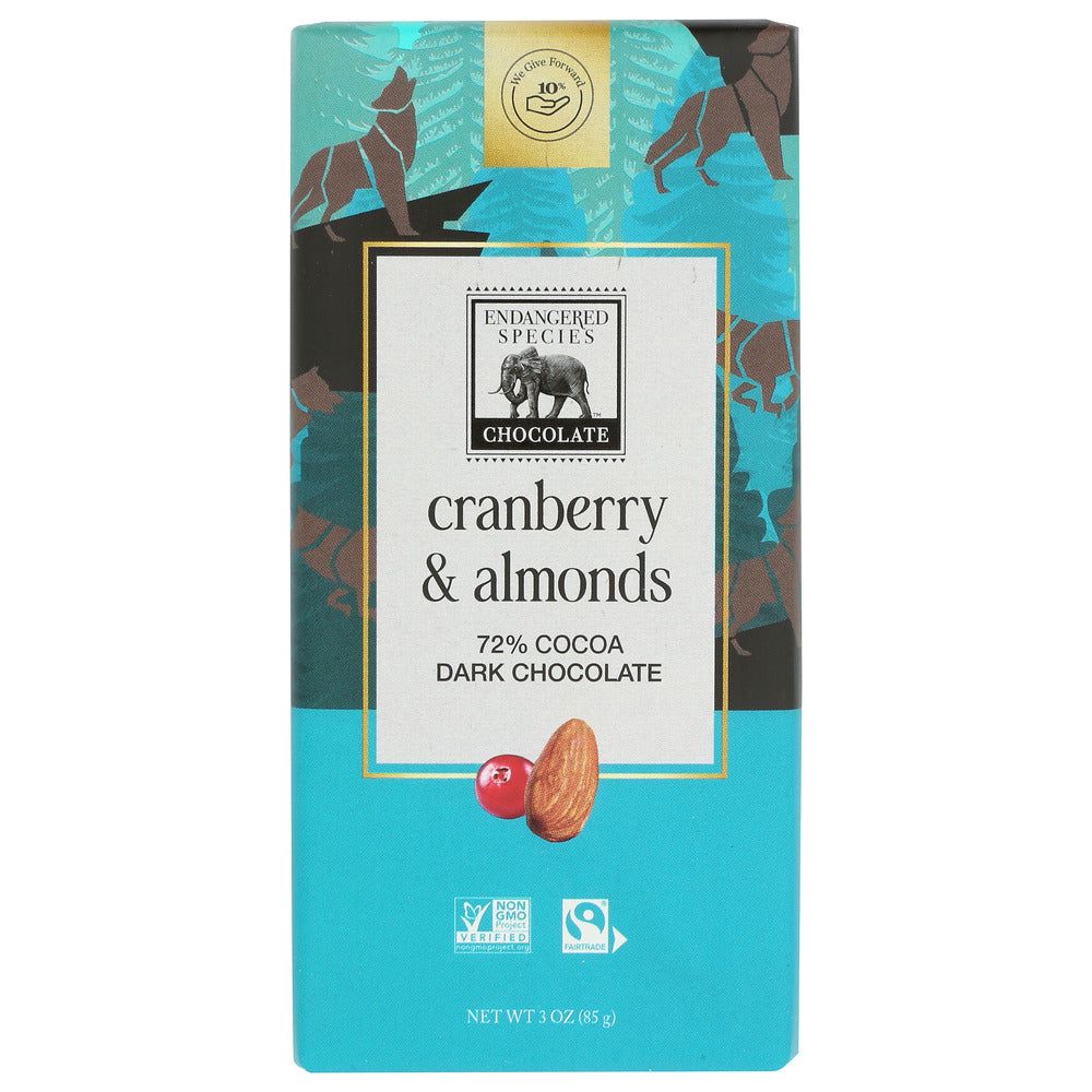 ENDANGERED SPECIES: Dark Chocolate Bar with Cranberries & Almonds, 3 oz - #tag1# - #tag2#