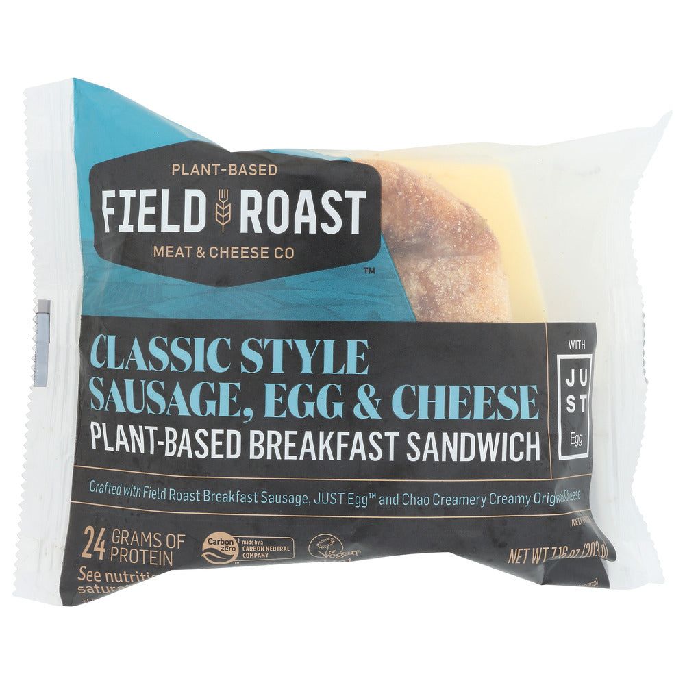 FIELD ROAST: Classic Style Sausage Egg and Cheese Plant Based Breakfast Sandwich, 7.34 oz - #tag1# - #tag2#